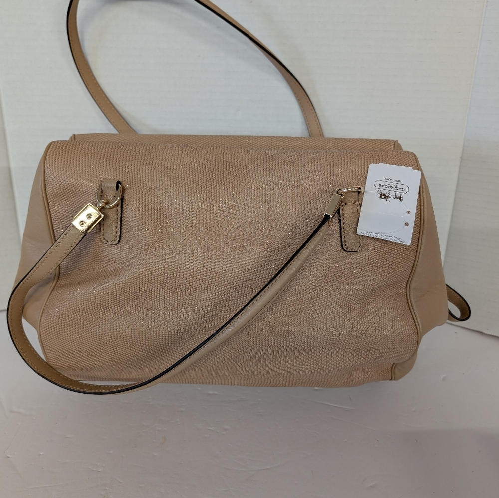 Coach Beige Madison Scatchel Gold Sparkles Leather NWT - Picture 2 of 9